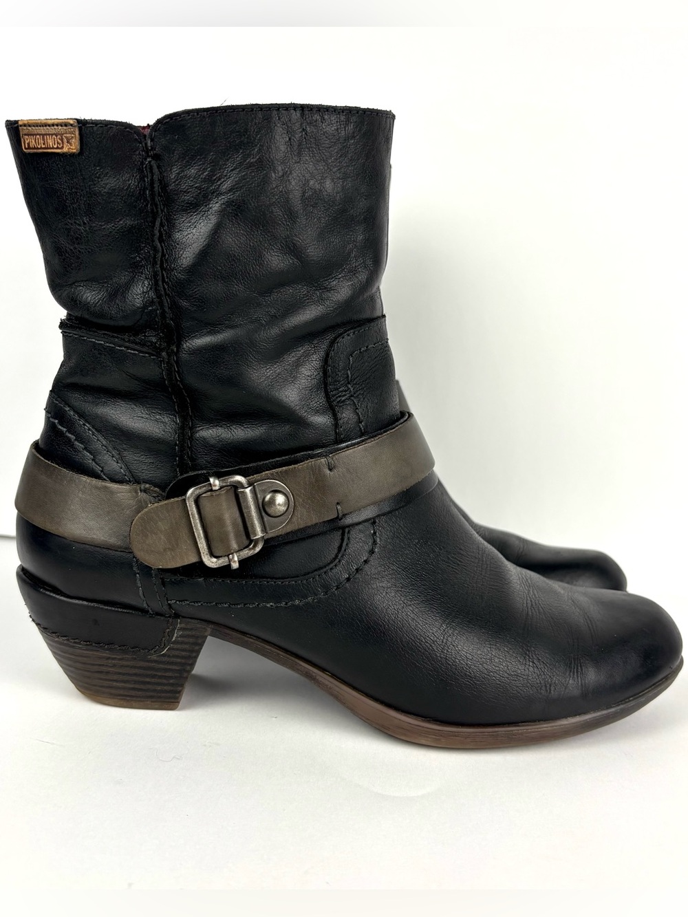 Pikolinos Genuine Leather Buckle Ankle Boots EU 41 Size 10 USA Heeled